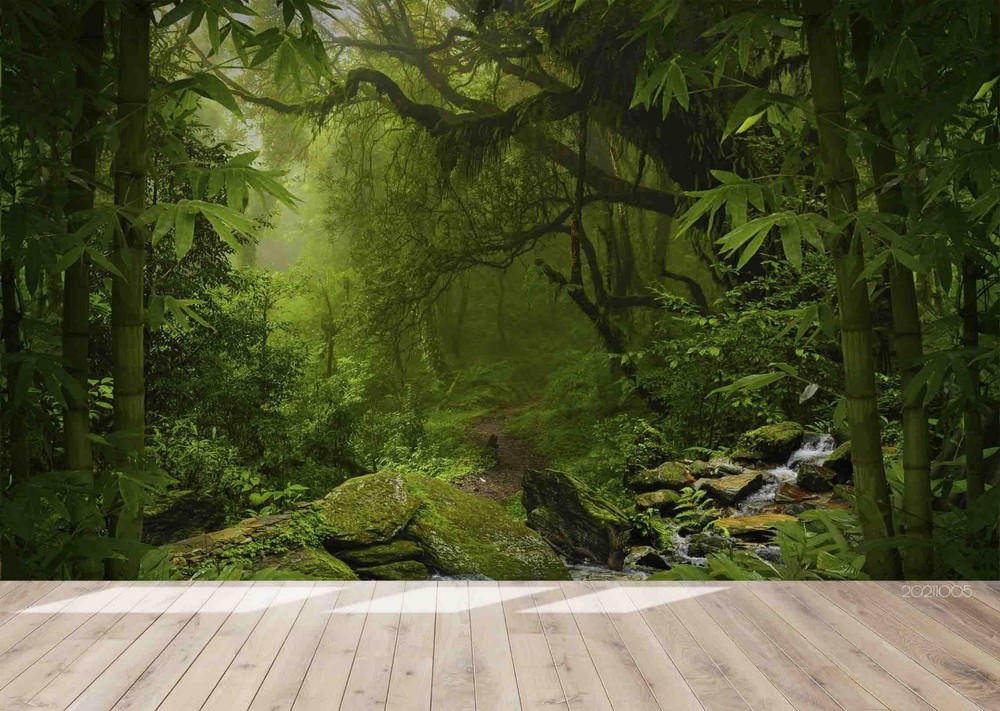 3D Green Forest Landscape Wall Murals Wallpaper Murals Wall Sticker