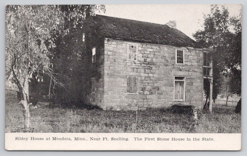 Sibley House Mendota MN 1900s Postcard First Stone House Minnesota Ft. Snelling