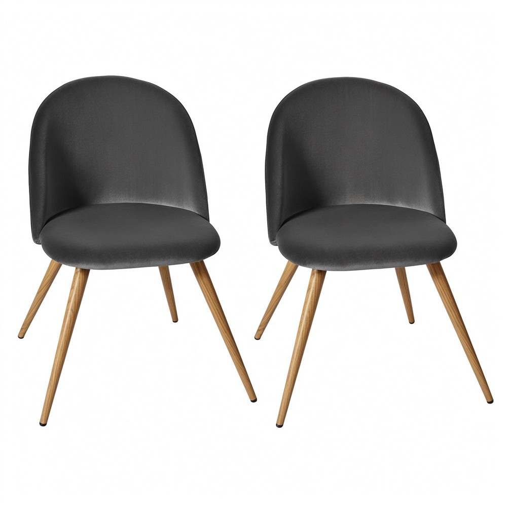 Modern Gray Velvet Dining Chairs - Set of 2 for Kitchen