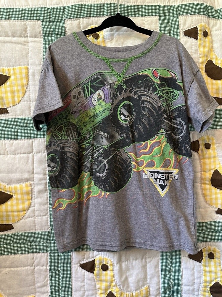 Monster Jam Grave Digger T Shirt Toddler 5T Gray Truck Graphic Tee Boys