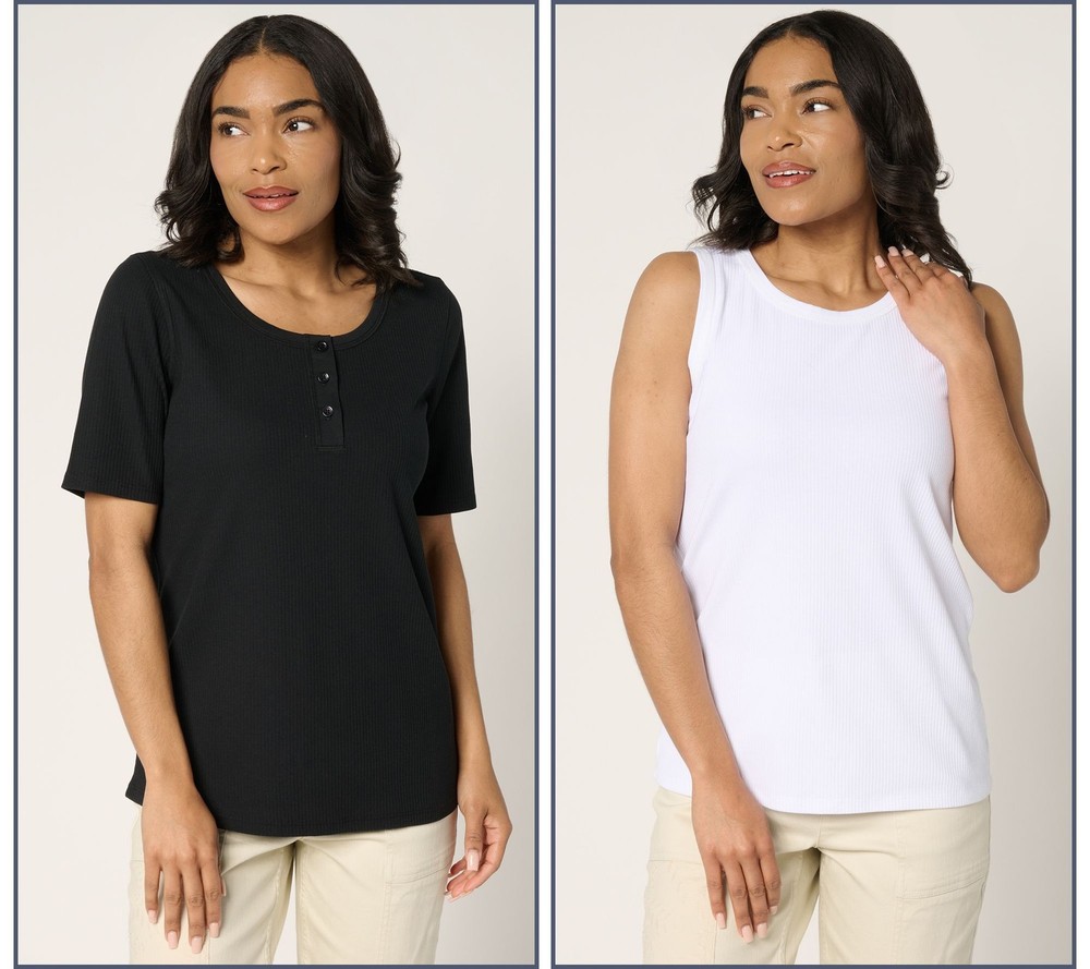 LOGO by Lori Goldstein Women's Top Sz L Make Your Multi-colored A717257