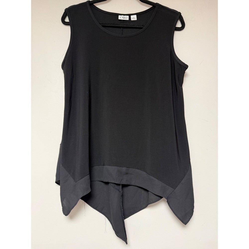 Cato Black Sleeveless High Low Hem Tunic Top Womens Large