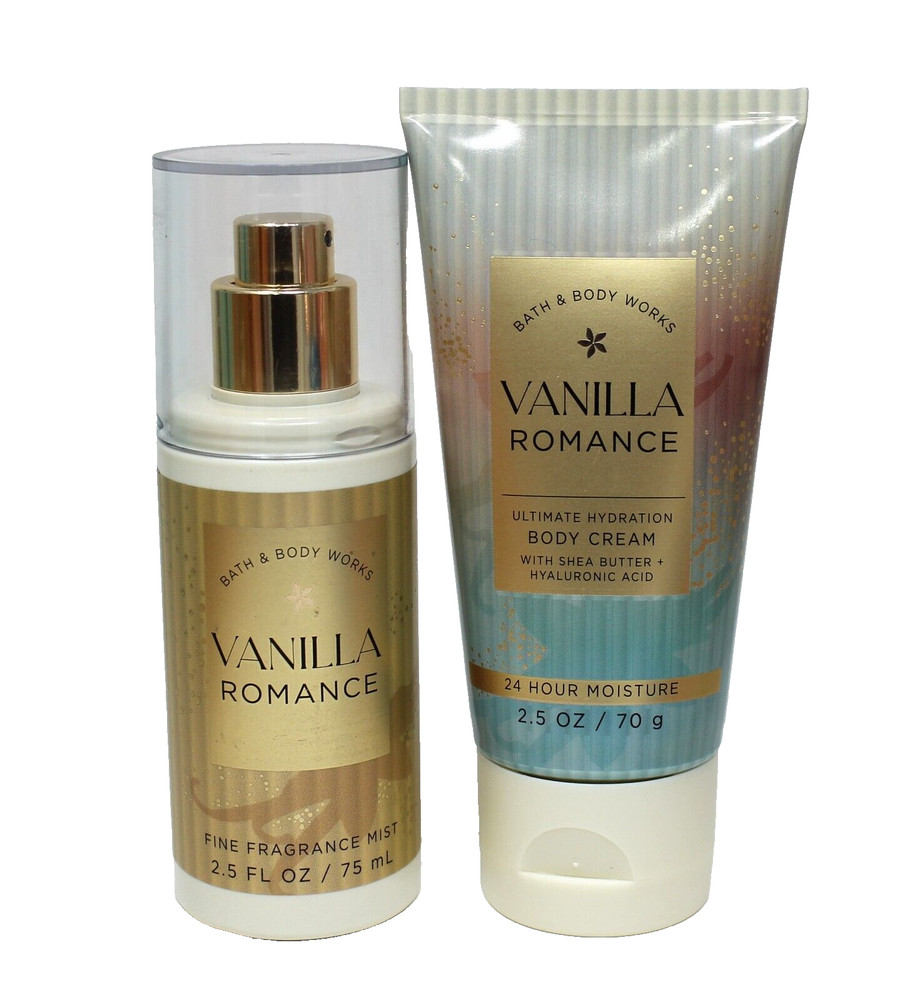 Bath & Body Works Vanilla Romance Travel Set Cream Lotion Mist Lot of 2 New