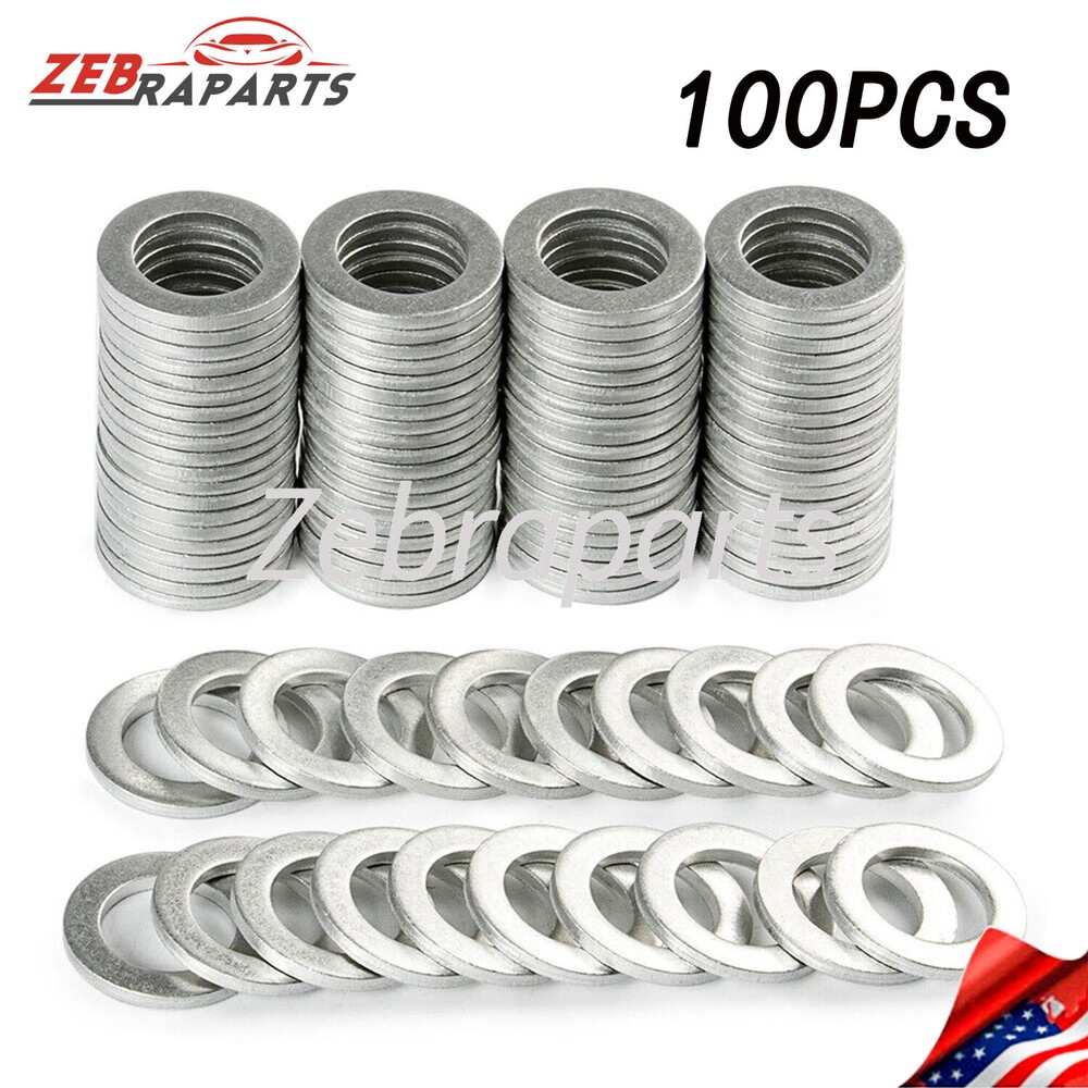 100x 14MM 94109-14000 FOR HONDA/ACURA OIL DRAIN PLUG CRUSH WASHERS Aluminum