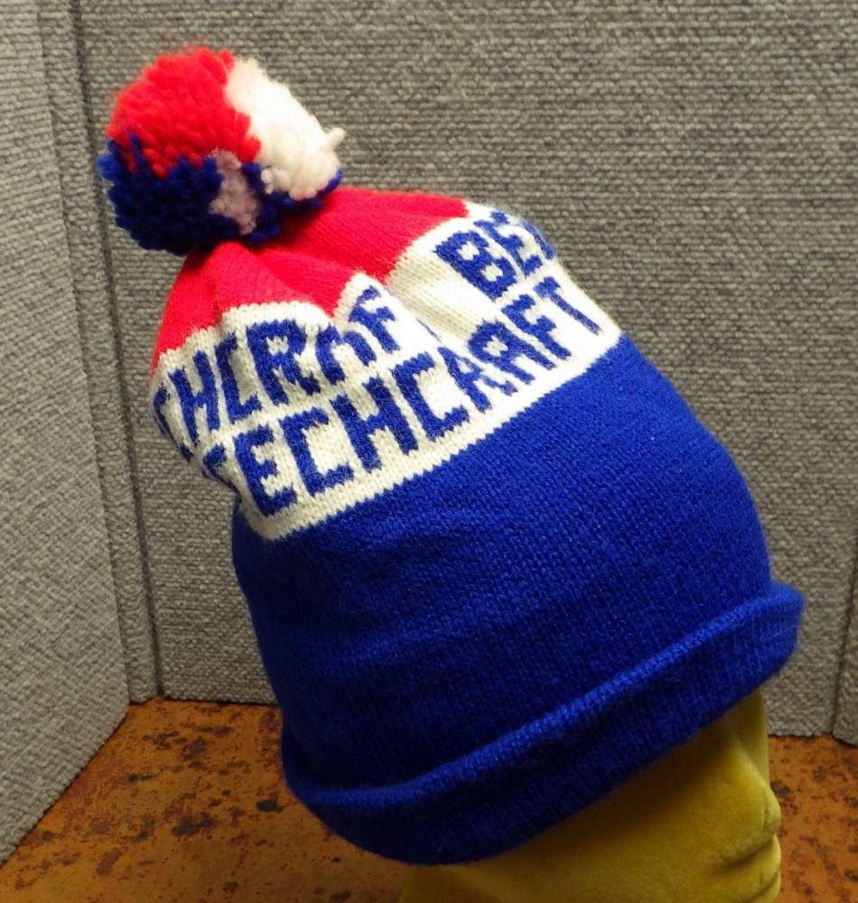Vintage Beechcraft Aviation Aircraft Knit Beanie With Pom Pom  C2