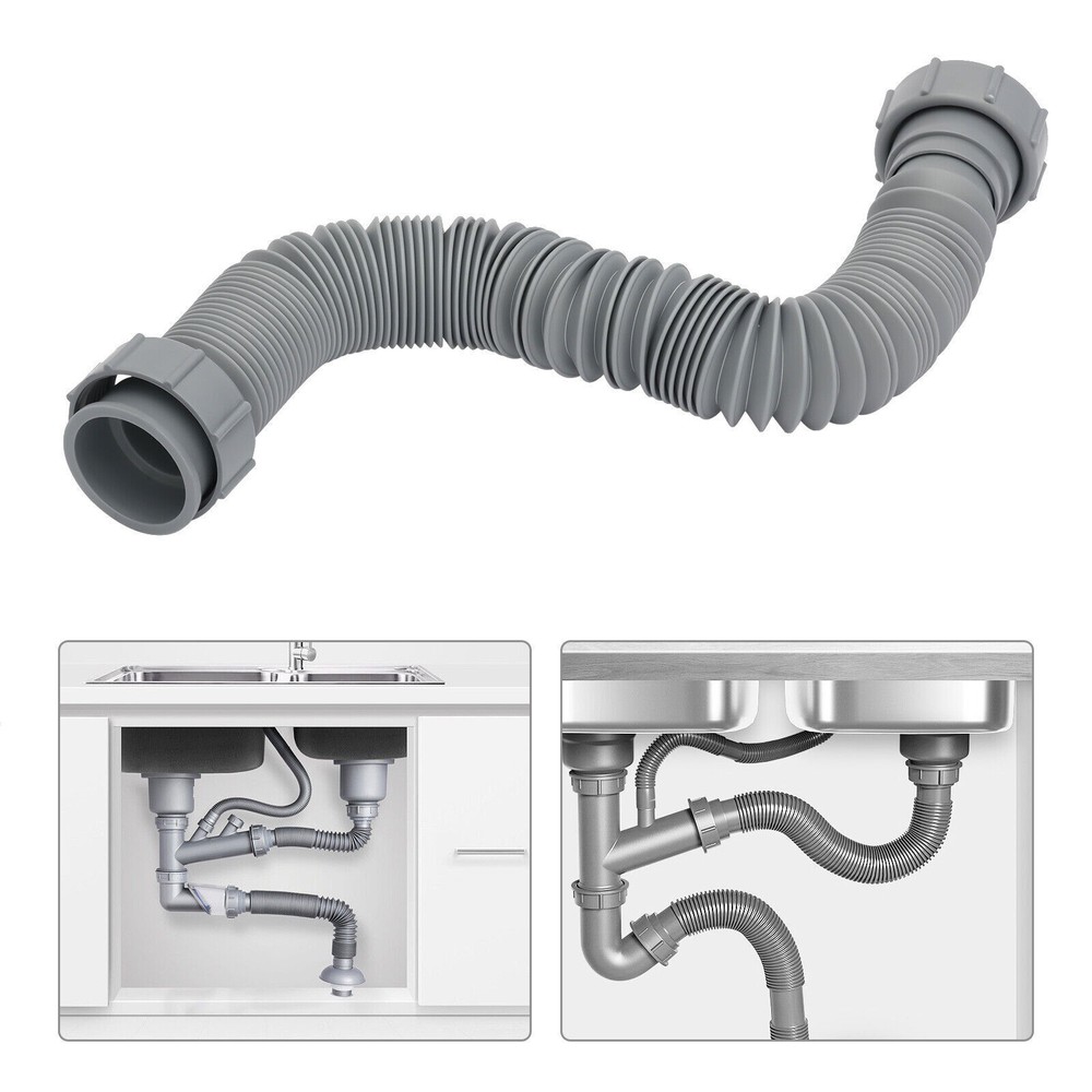 Kitchen Sink Flexible Tubular Drain Tubing Pipe Basin Water Drain Hose Tube Kit