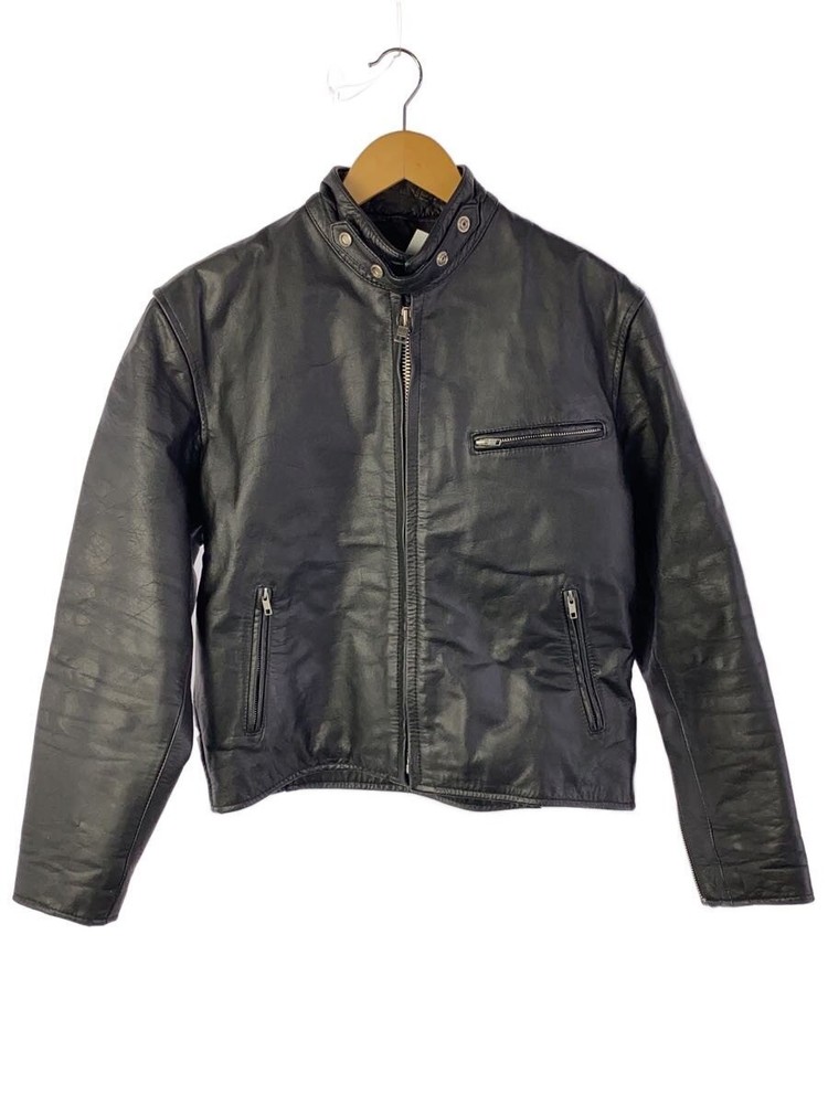 Horn Works Single Riders Jacket/L/Leather/Blk/Plain 3501