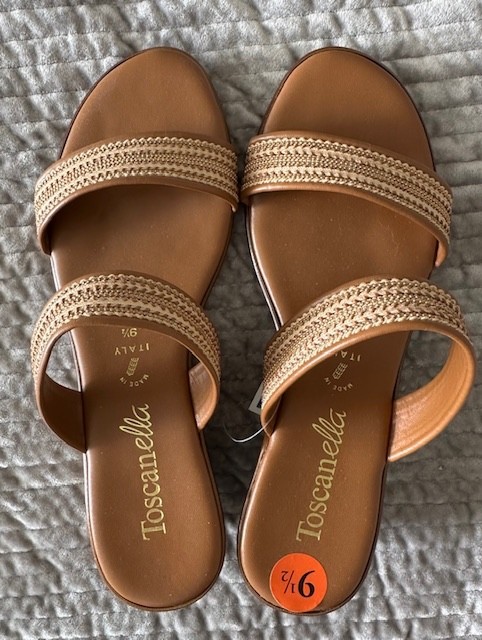 Toscanella Italian Sandals, Women's, Size 9.5, Tan/Gold, New without box