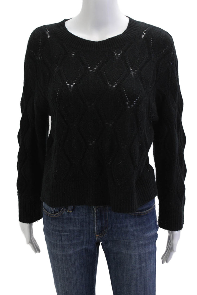 Autumn Cashmere Womens Pullover Argyle Crewneck Black Long Sleeve Size SFree Shipping in US $100+ Orders | $6.95 Orders Below