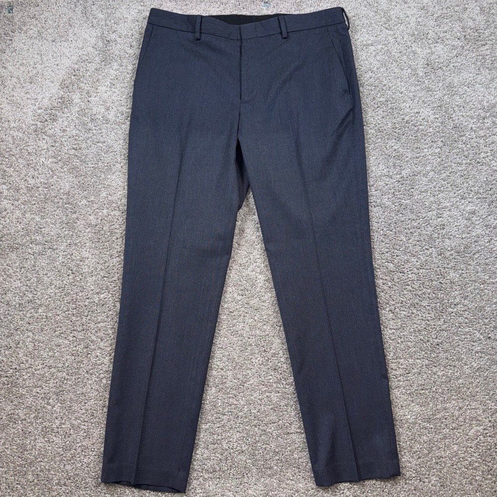 J.Crew Bowery Pants Mens Textured Slim Straight Charcoal Grey 34x30 Excellent