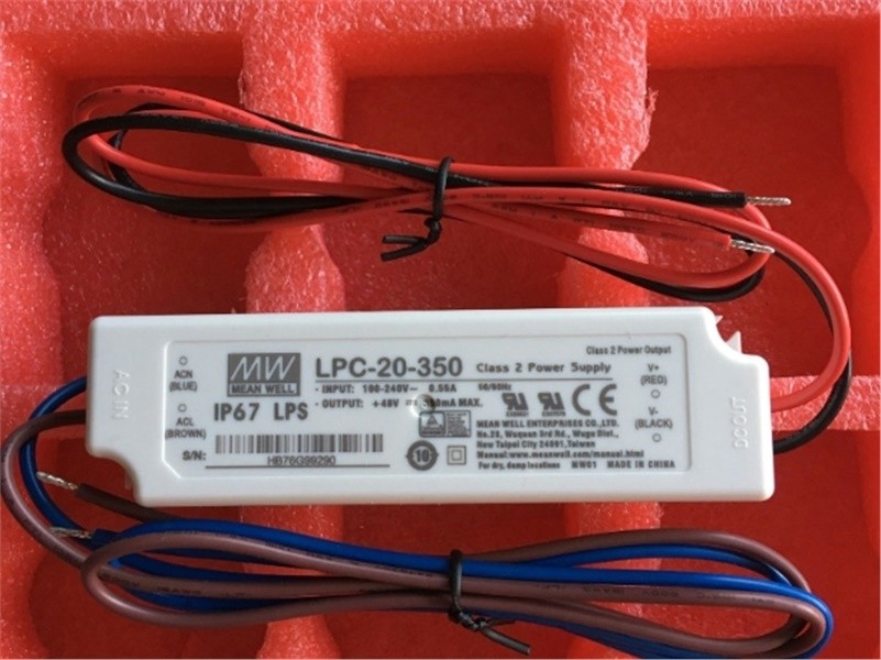 1Pc Meanwell Mw 9~48V 350Ma 20W Ac/Dc Led Driver LPC-20-350 Tuv Class 2 IP67 wq