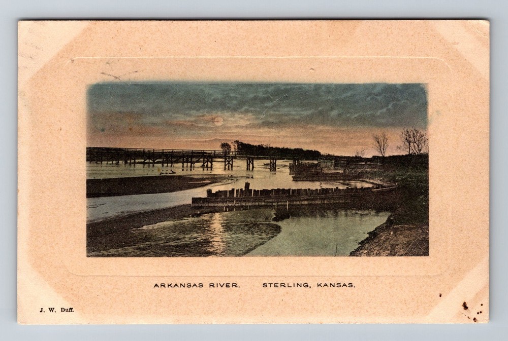 Sterling, KS-Kansas, Arkansas River Bridge Scene Scenic c1910 Vintage Postcard