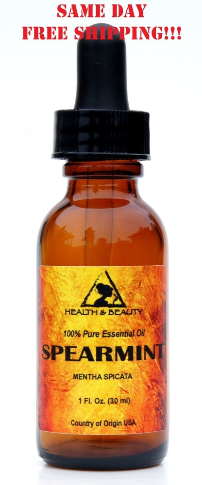 SPEARMINT ESSENTIAL OIL AROMATHERAPY NATURAL 100% PURE GLASS DROPPER 1 OZ, 30 ml