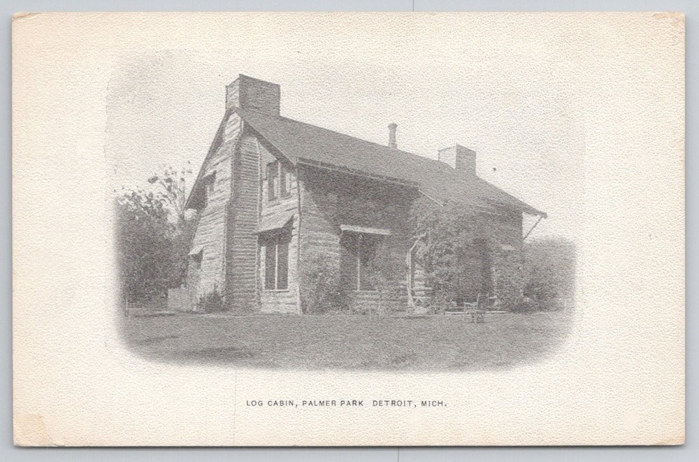 Log Cabin Palmer Park Detroit Michigan Postcard Early 1900s Detroit News