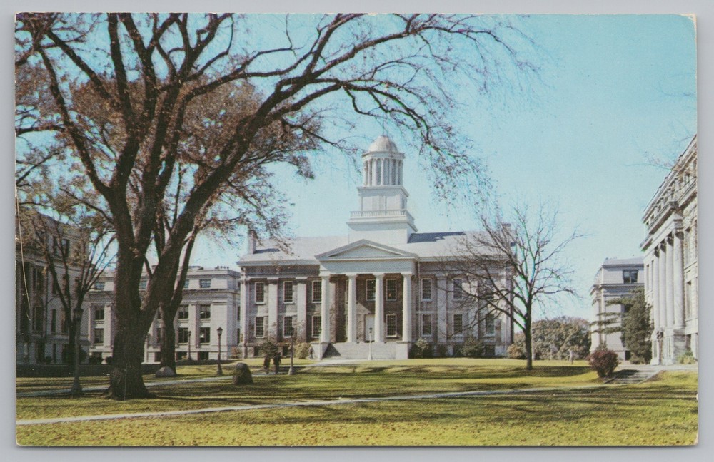 Iowa City Iowa~Old Capitol~State University~Pentacrest~Vintage Postcard