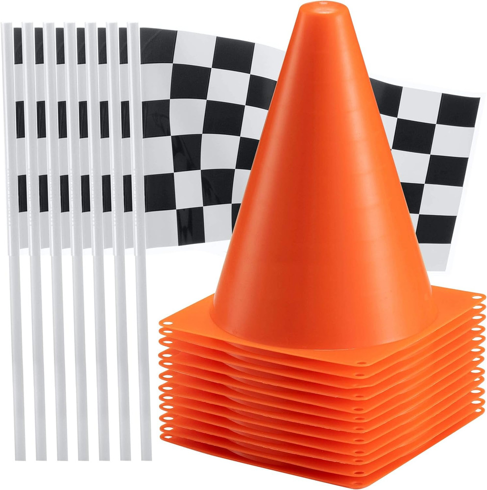 Race Car Birthday Party Decorations - (36 Pcs) 12 - 8-Inch Orange Mini Cones for