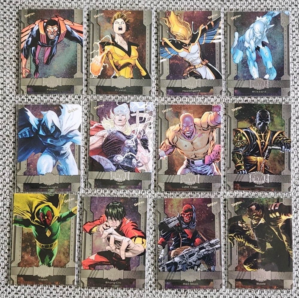 2024 SkyBox Marvel Metal Universe Avengers 12-CARD LOT NM-MT Falcon/Blade...