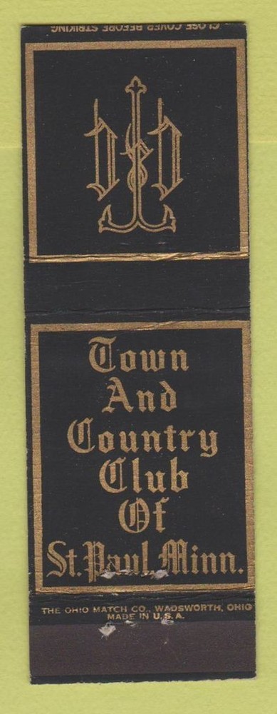 Matchbook Cover - Town and Country Club of St Paul MN