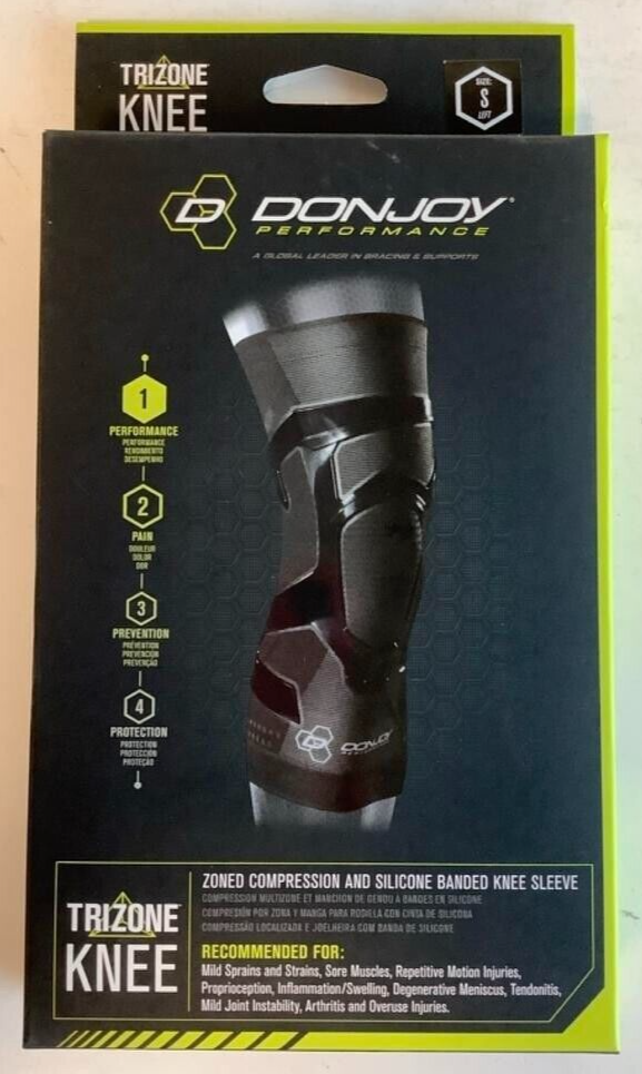 NEW DJO DP151KB05-BLK-S-L DonJoy TRIZONE Black SMALL Left Knee Brace Sleeve