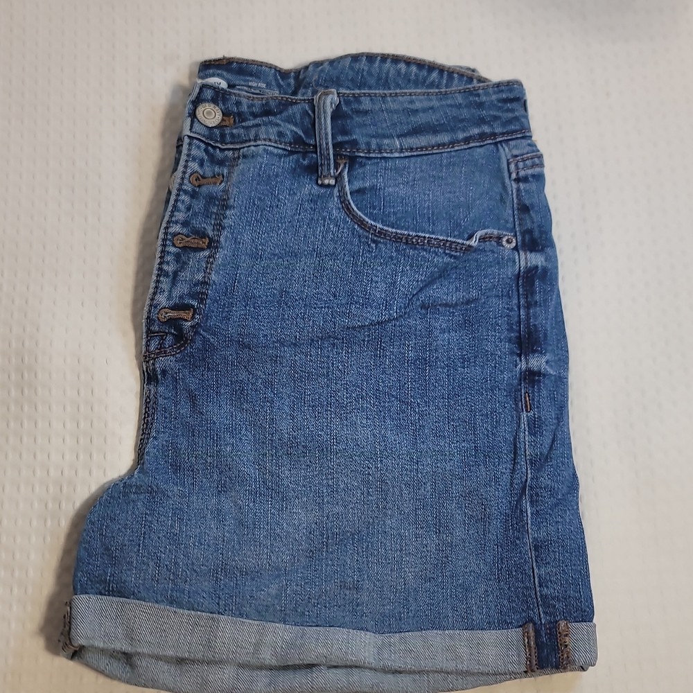 Old Navy High Rise Cut Off Denim Shorts Blue Secret Slim Pockets Size 12