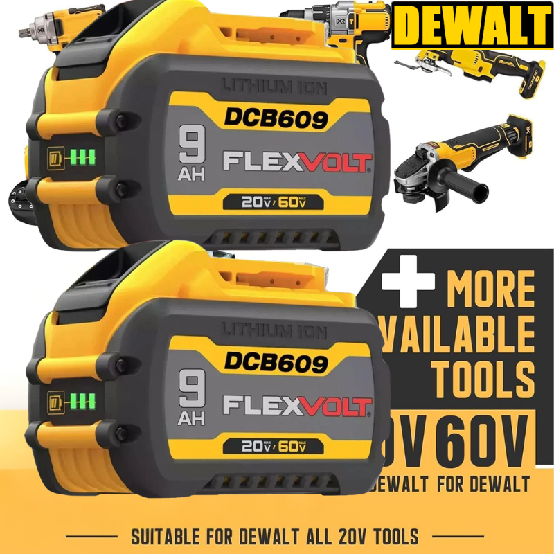 2-Pack 9.0Ah DeWalt FLEXVOLT 20V/60V MAX Lithium-Ion Battery DCB609 DCB606-2 Replacement