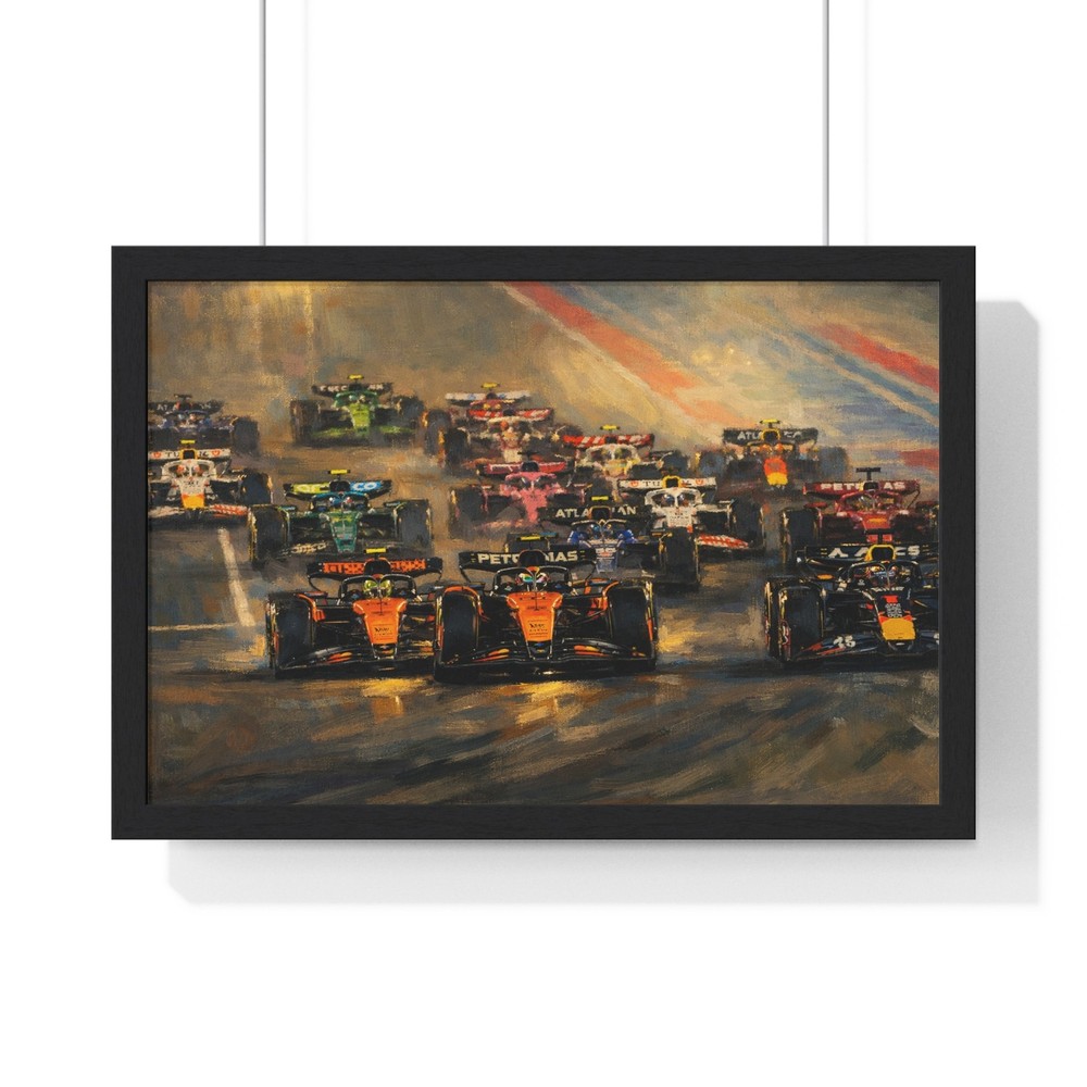 Formula 1 Grand Prix Race Cars Horizontal Framed Poster | Motorsport Wall Art