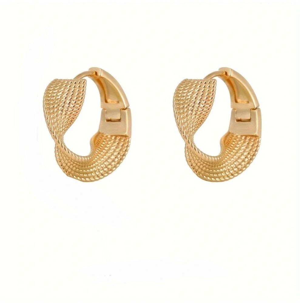 Woven Wave Stainless Steel Cooper Earrings