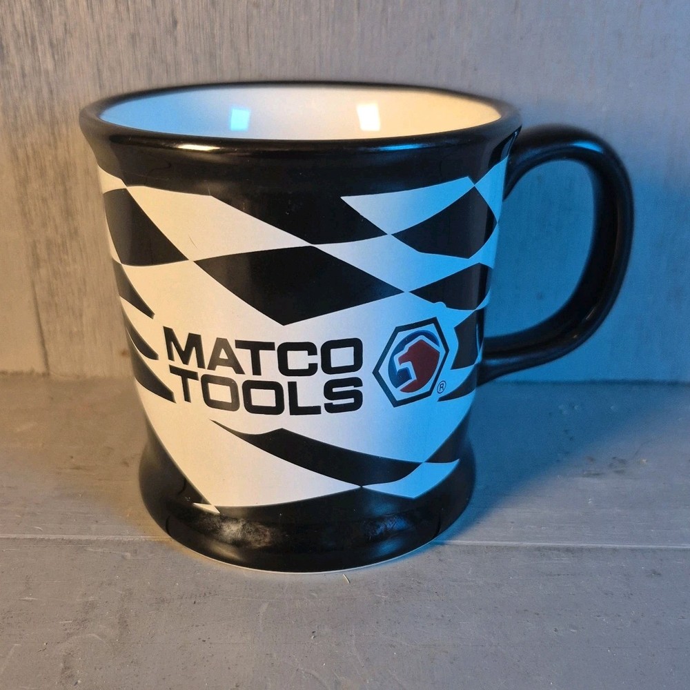 Matco Tools Coffee -Tea Mug / Cup - Black with Checkered Flag Logo