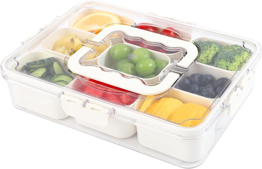 Snackle Box Charcuterie Container for Snacks, Fruits, Nuts, Candy, Portable