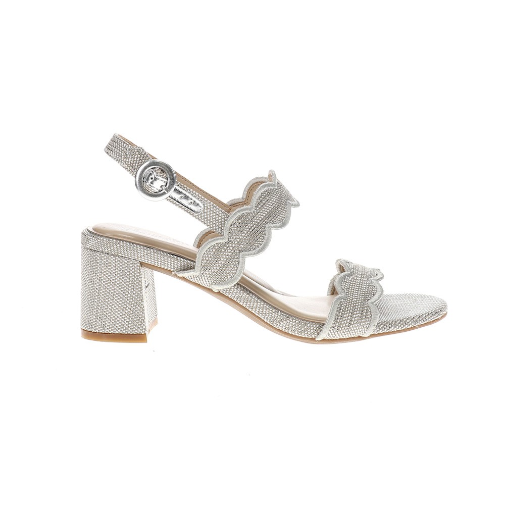 Easy Spirit Daana Metallic Slingback Block Heels  Womens Silver Casual Sandals S