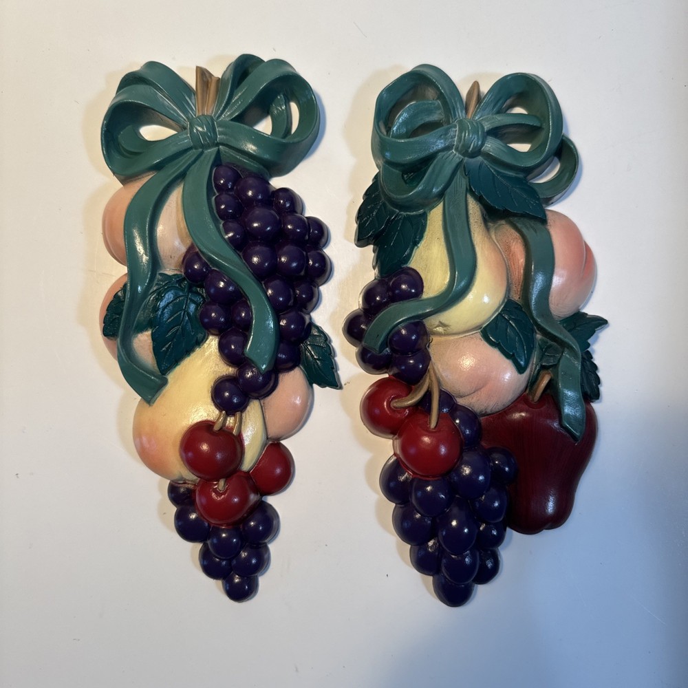 2 Home Interiors Fruit Wall Plaques Burwood Hanging Kitchen Decoration #3335