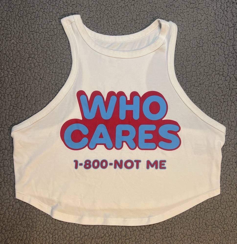 Wild Fable Sleeveless Crop Top Womens Size XXL White And Blue Who Cares