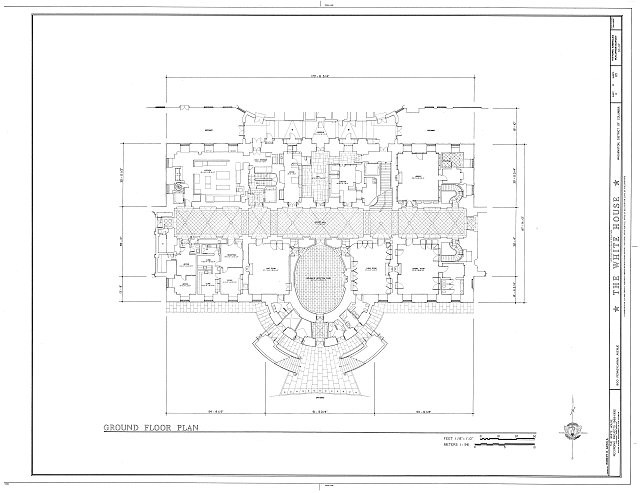 White House Washington DC 1930s Ground Floor Plan HABS Architectural Drawing