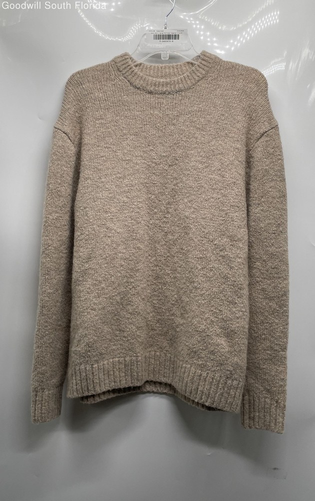 Zara Womens Beige Knitted Long Sleeve Crew Neck Pullover Sweater Size Medium