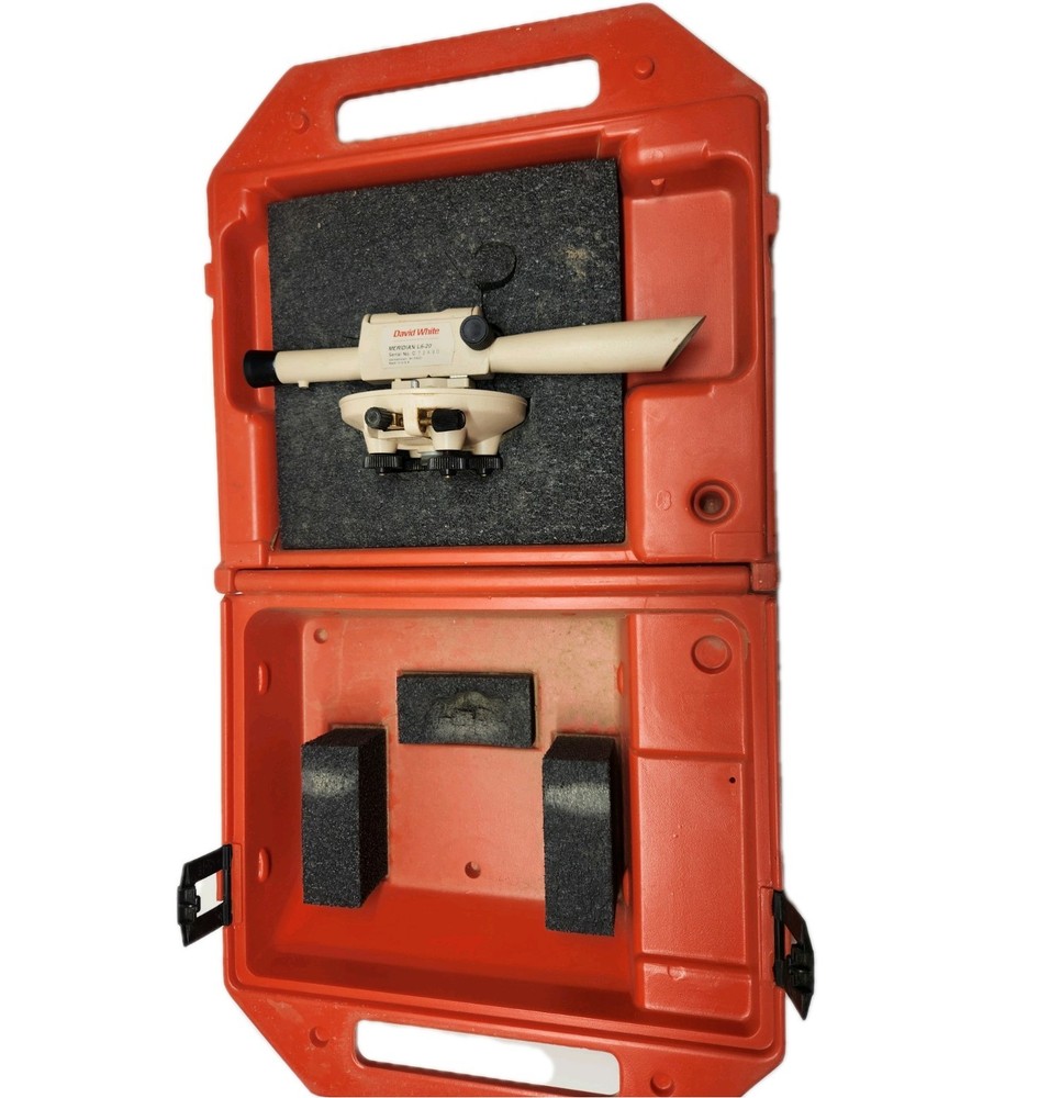 David White L6-20 Meridian Level Transit Kit Sight With Protective Carrying Case