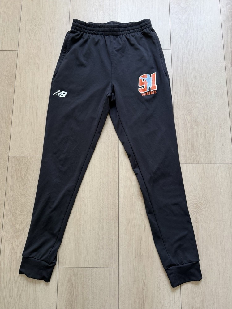 New Balance Men's Jogger Pants Size S Black Polyester Drawstring Elastic Waist