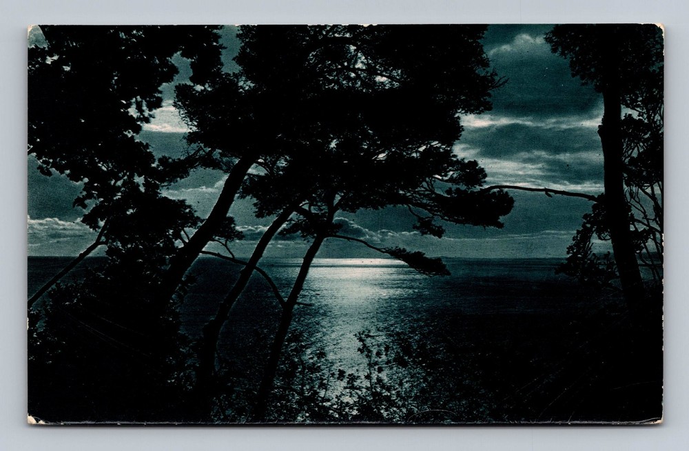 Italy- Lake View Night Scene Standard Souvenir Old Postal PC Vintage Postcard