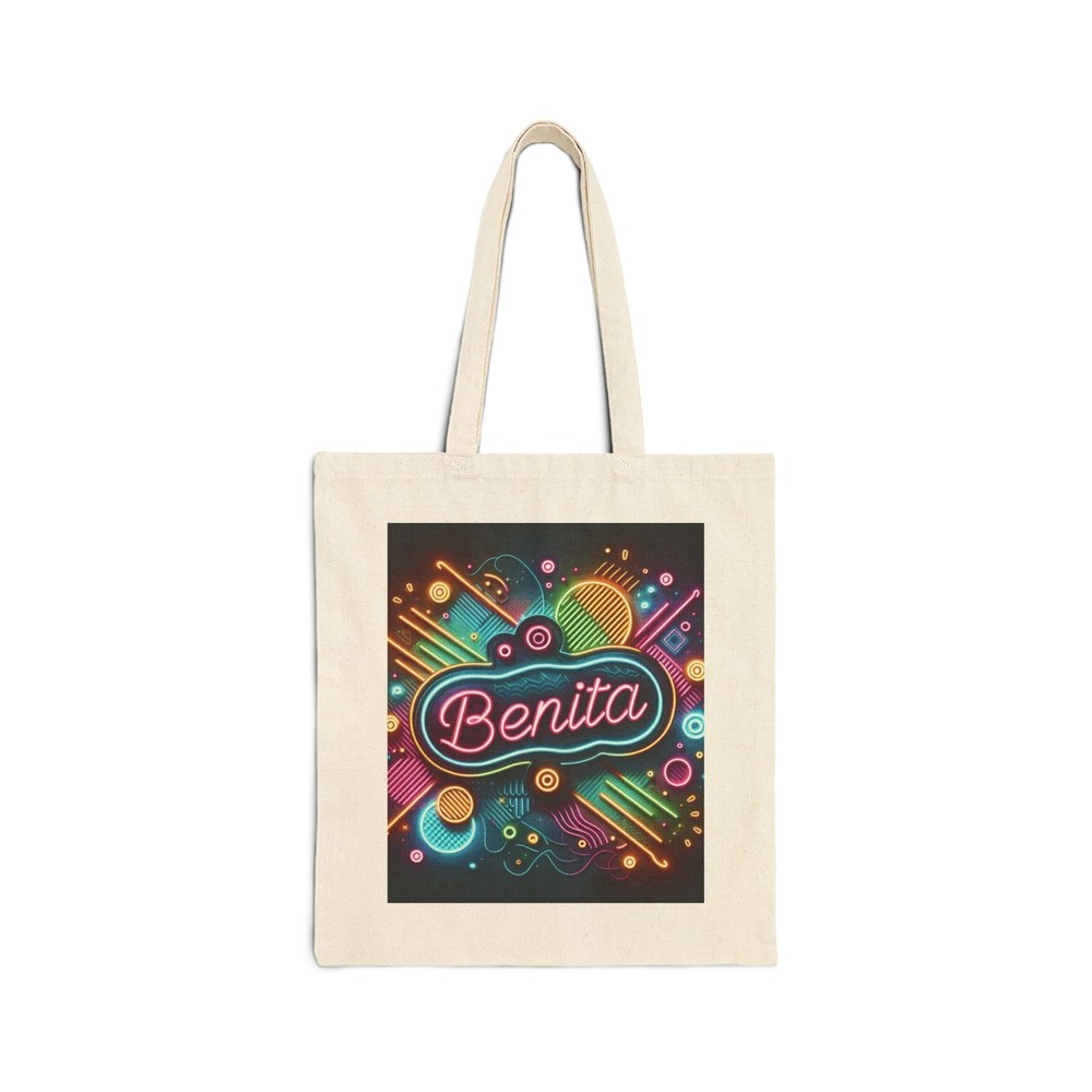 Cotton Canvas Tote Bag Personalized BENITA Neon Design 3, Gift Everyday