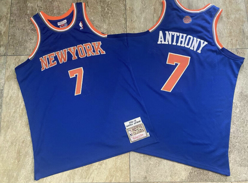 New York Knicks Carmelo Anthony blue regular season basketball retro jersey