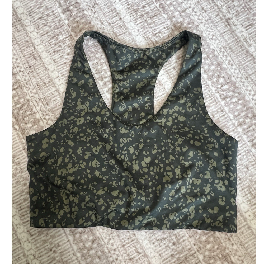 Z by Zella Women's L Racerback Sports Bra Wireless Medium Support Green/Black