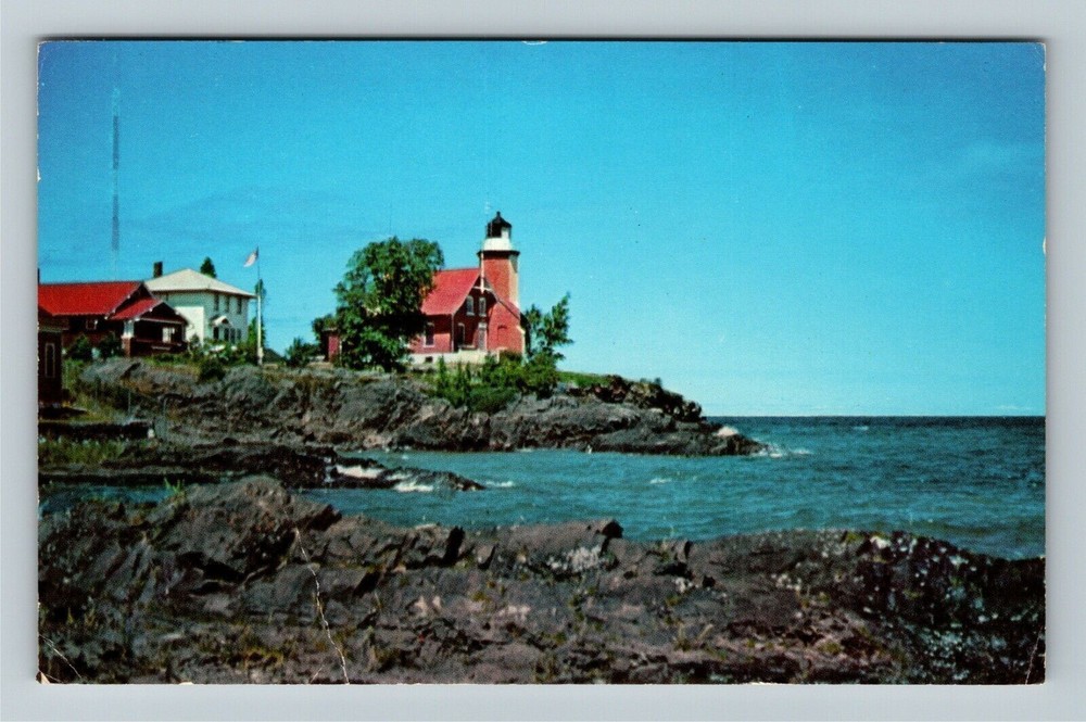 Eagle Harbor MI-Michigan, Eagle Harbor Lighthouse, Vintage Postcard