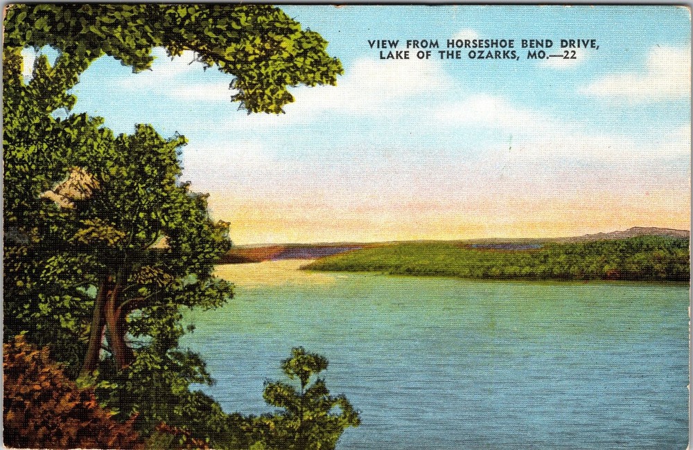 Lake The Ozarks MO-Missouri, Horseshoe Bend Drive, Vintage Postcard