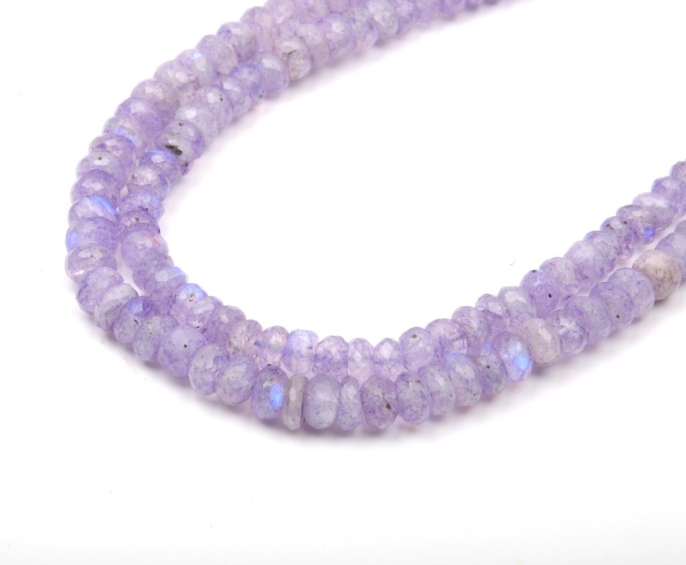 Purple Rainbow Moonstone 8 Inch 6-7 MM Faceted Rondelle Shape Gemstone Beads