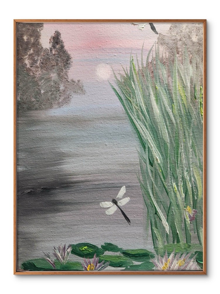 Abstract Dragon Flies Impressionistic Original Wall Art 14X11 Canvas Acrylic