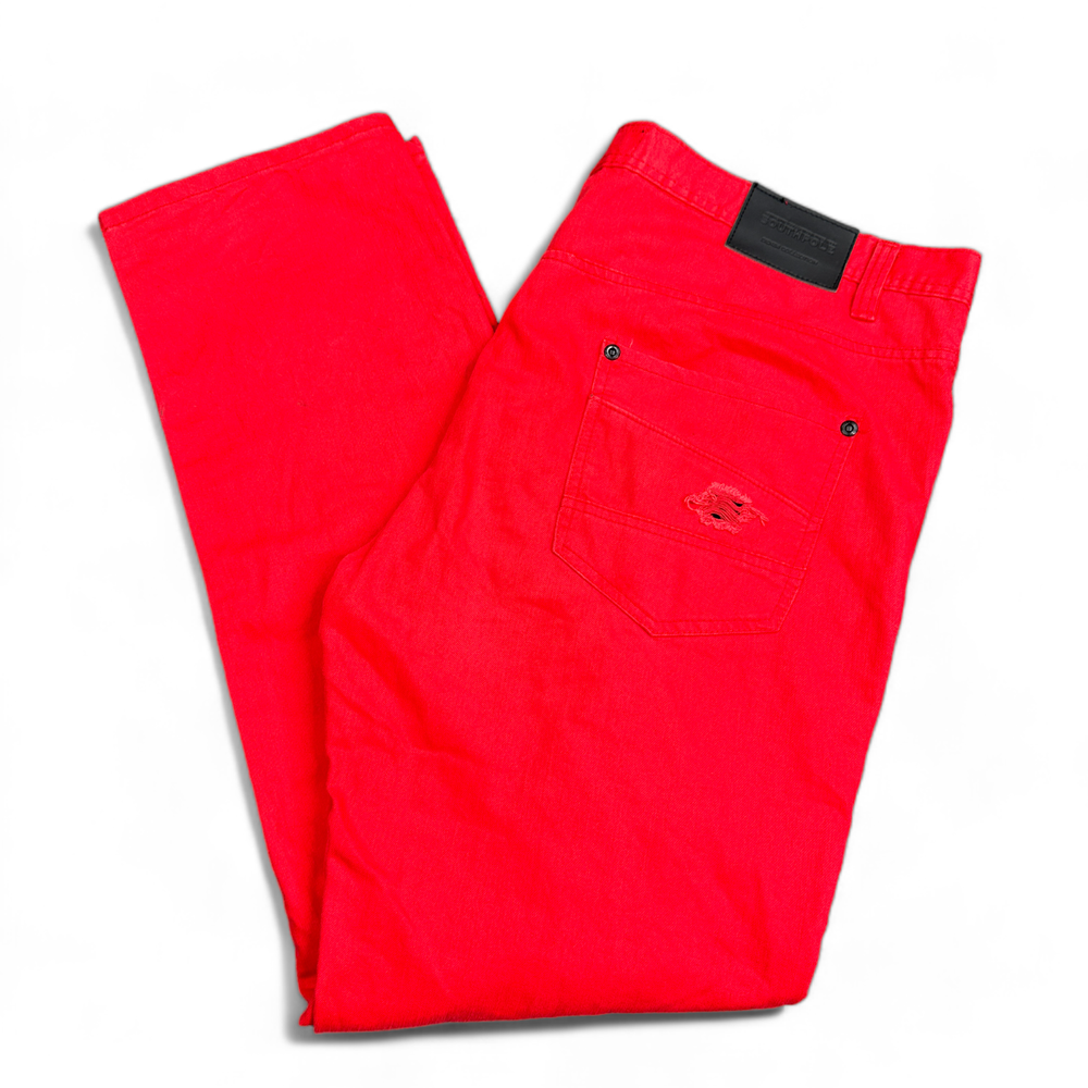 Y2K Vintage Southpole Distressed Red Baggy Hip Hop Denim Jeans Size 42x34