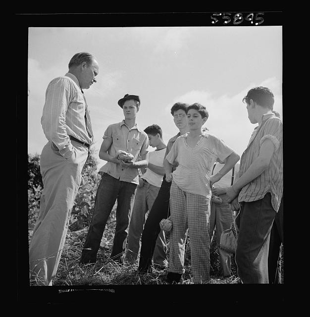 Photo:Teen Boys Group Outdoor Discussion 1930s Photograph