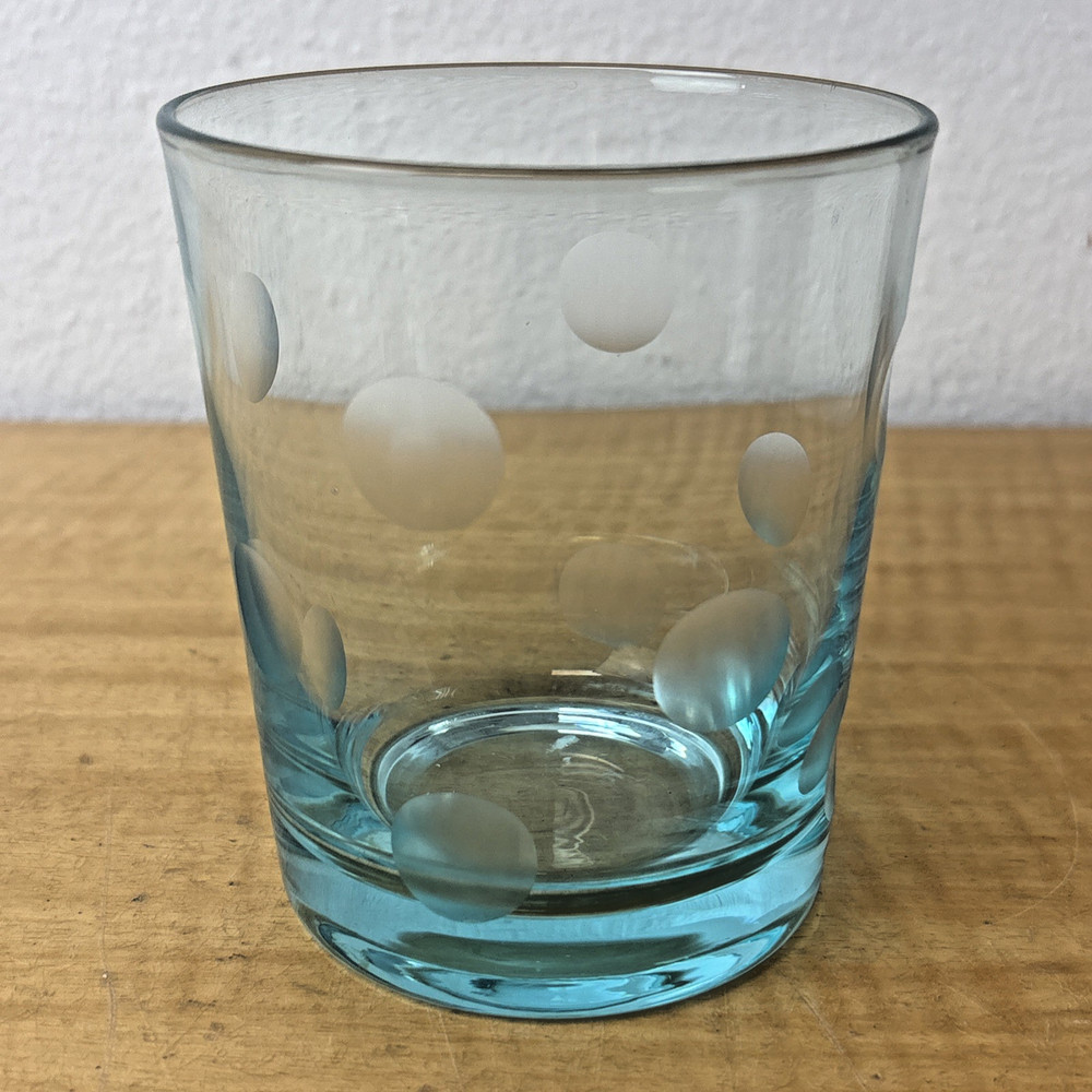 Marquis Waterford Polka Dot Aqua Teal Blue Double Old-Fashioned Glass