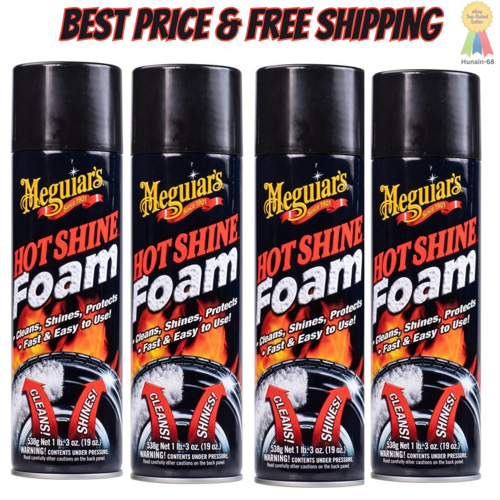 (4 Pack) Meguiar's Hot Shine Tire Foam, G13919, 19 oz, Aerosol, Easy Spray Foam