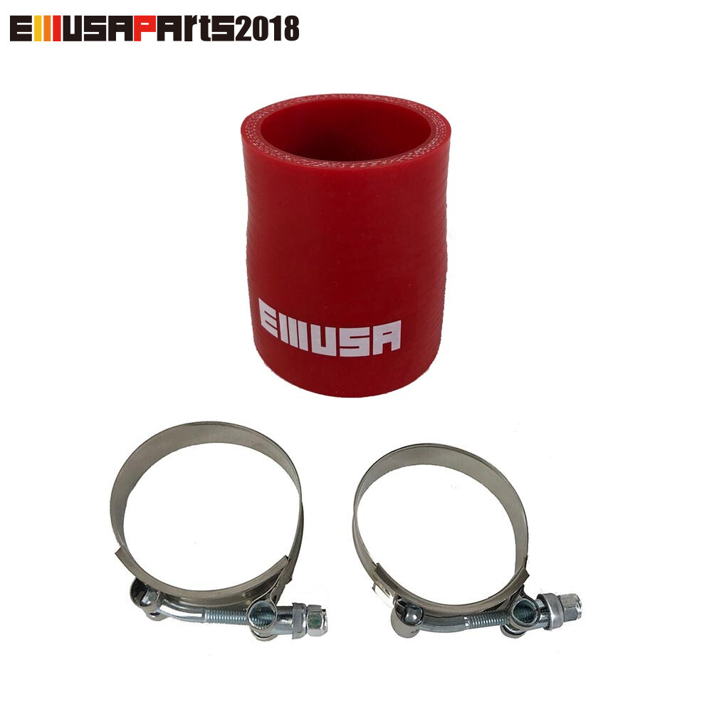 EMUSA 2.25 to 2 Inch Silicone Turbo Intercooler Hose Reducer Coupler with 2 Clamps Red  