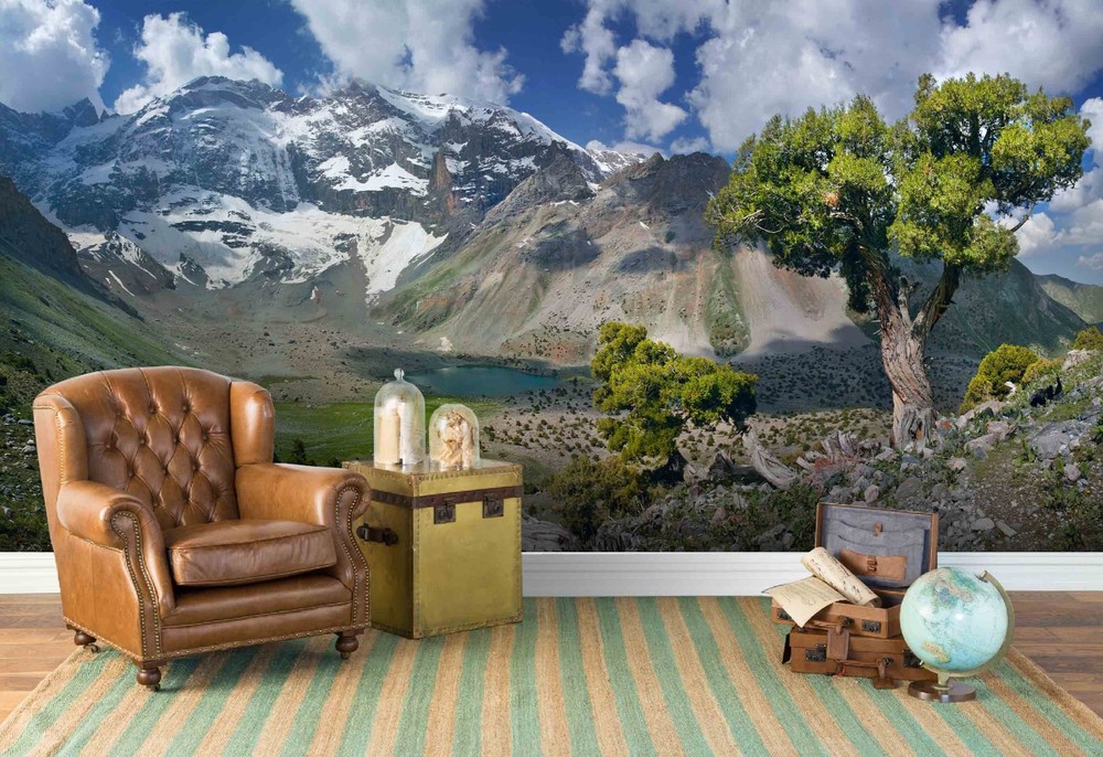 3D Snow-capped Mountain Tree Landscape Wall Murals Wallpaper Murals Wall Sticker